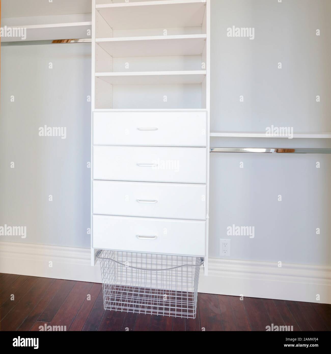 Square Empty shelves of a luxury walk-in closet Stock Photo - Alamy