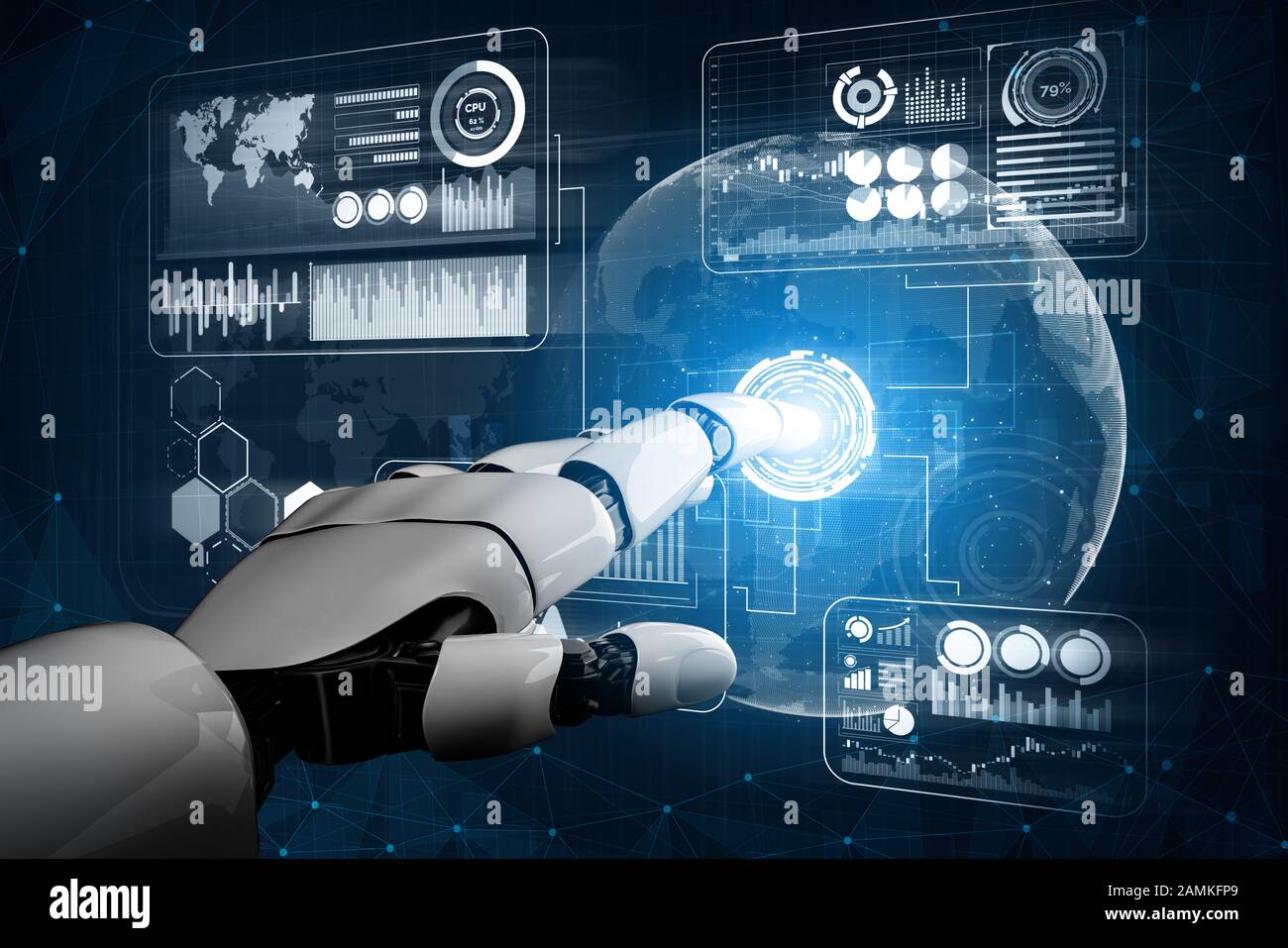 Futuristic robot technology development, artificial intelligence AI, and concept. Global robotic bionic science research for future o Stock Photo - Alamy