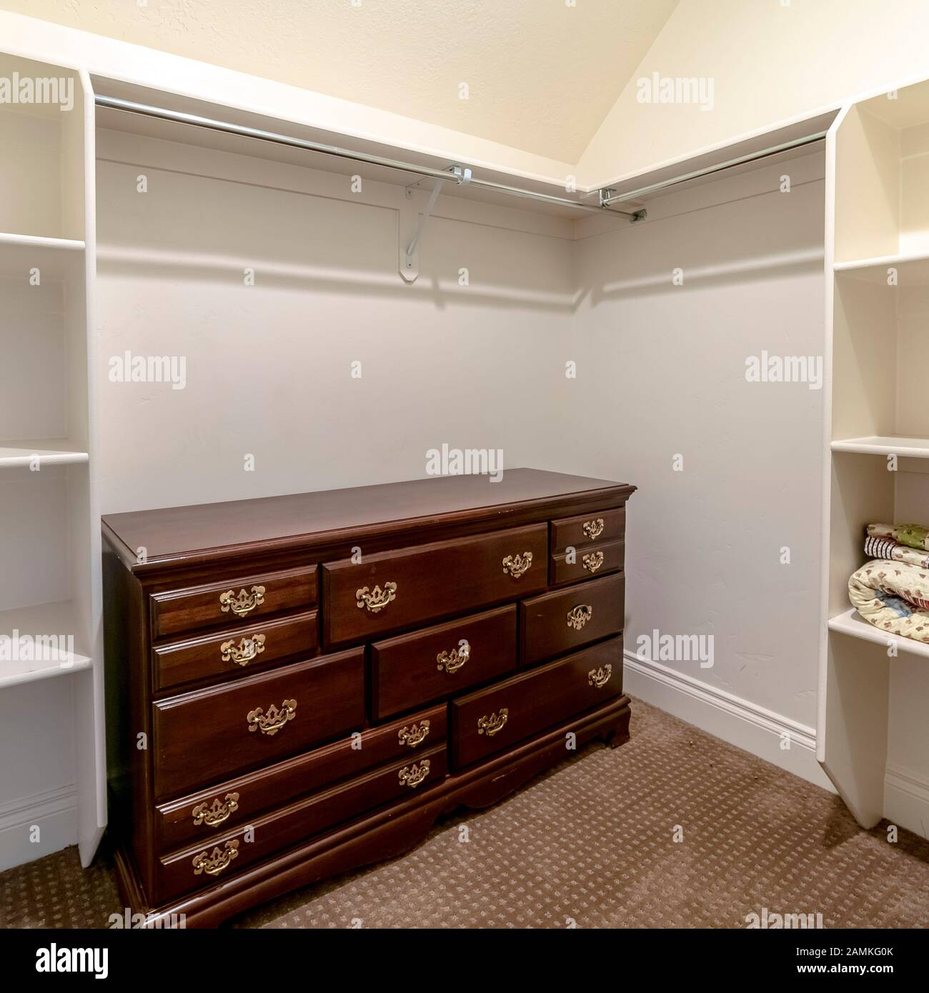 Square frame Modern empty fitted dressing room interior bright interior Stock Photo