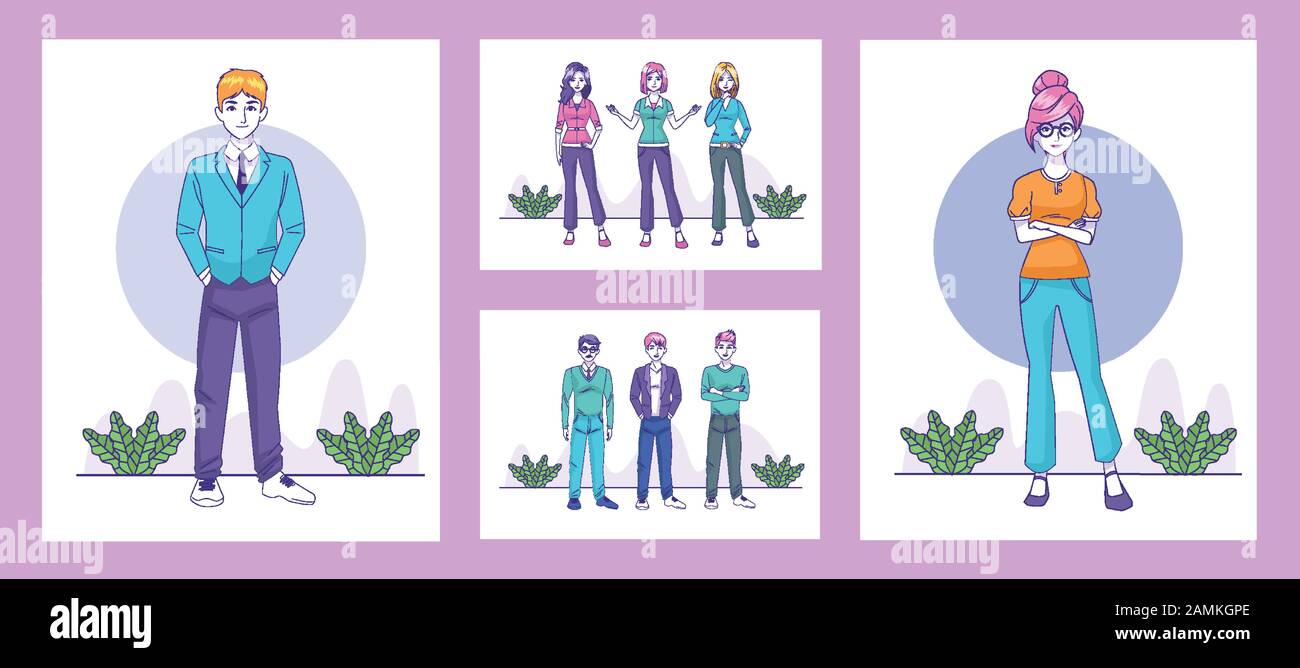 group of young people avatars characters Stock Vector Image & Art - Alamy