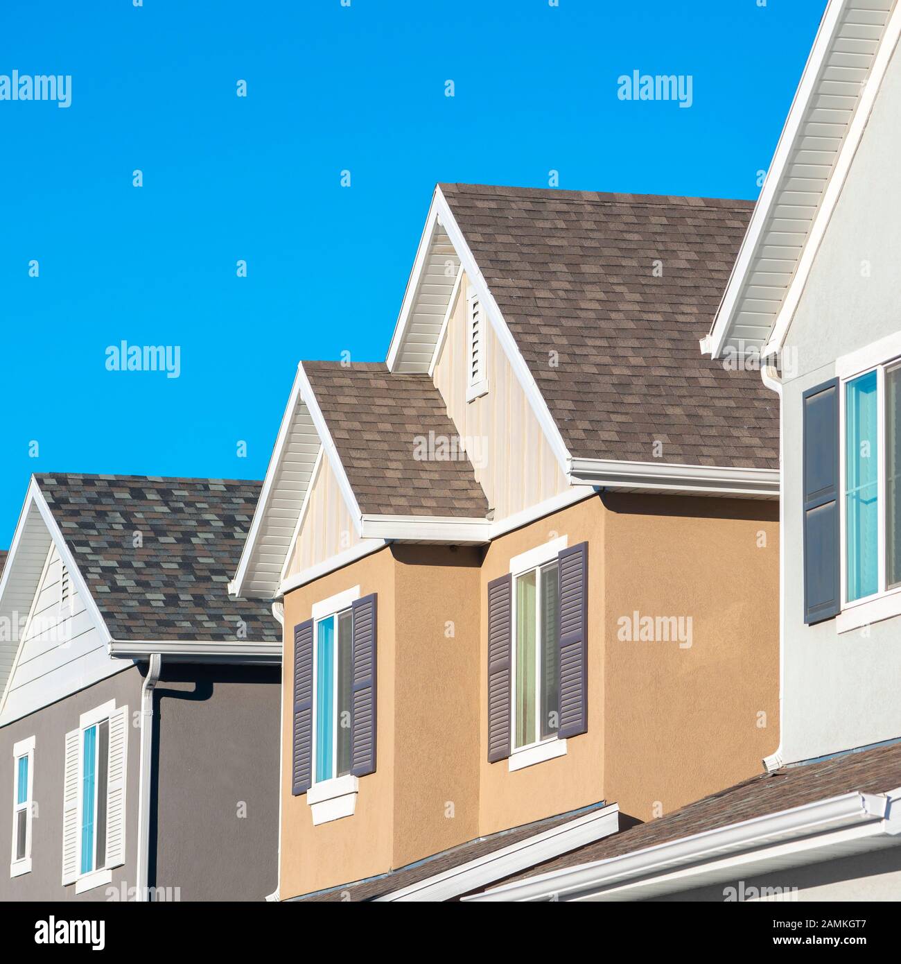 Square Row of upper floor house facades with shutters Stock Photo - Alamy