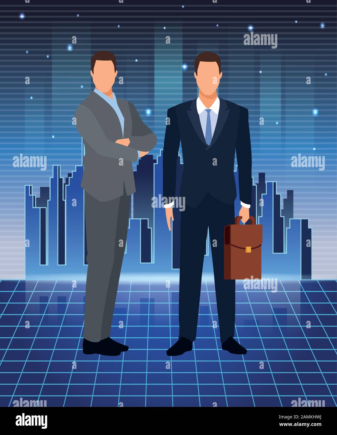 artificial intelligence technology businessmen with suitcase futuristic Stock Vector