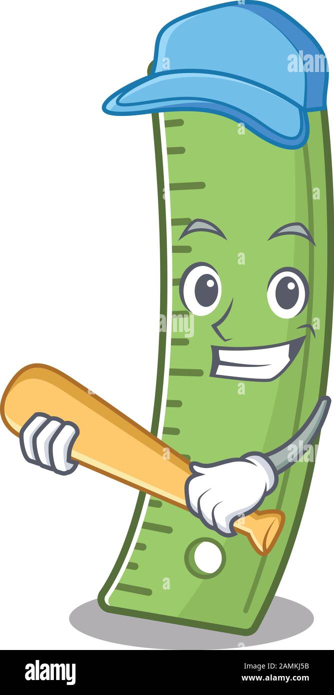 Cool Baseball Ruler Sporty ruler cartoon character design with baseball Stock Vector Image ...