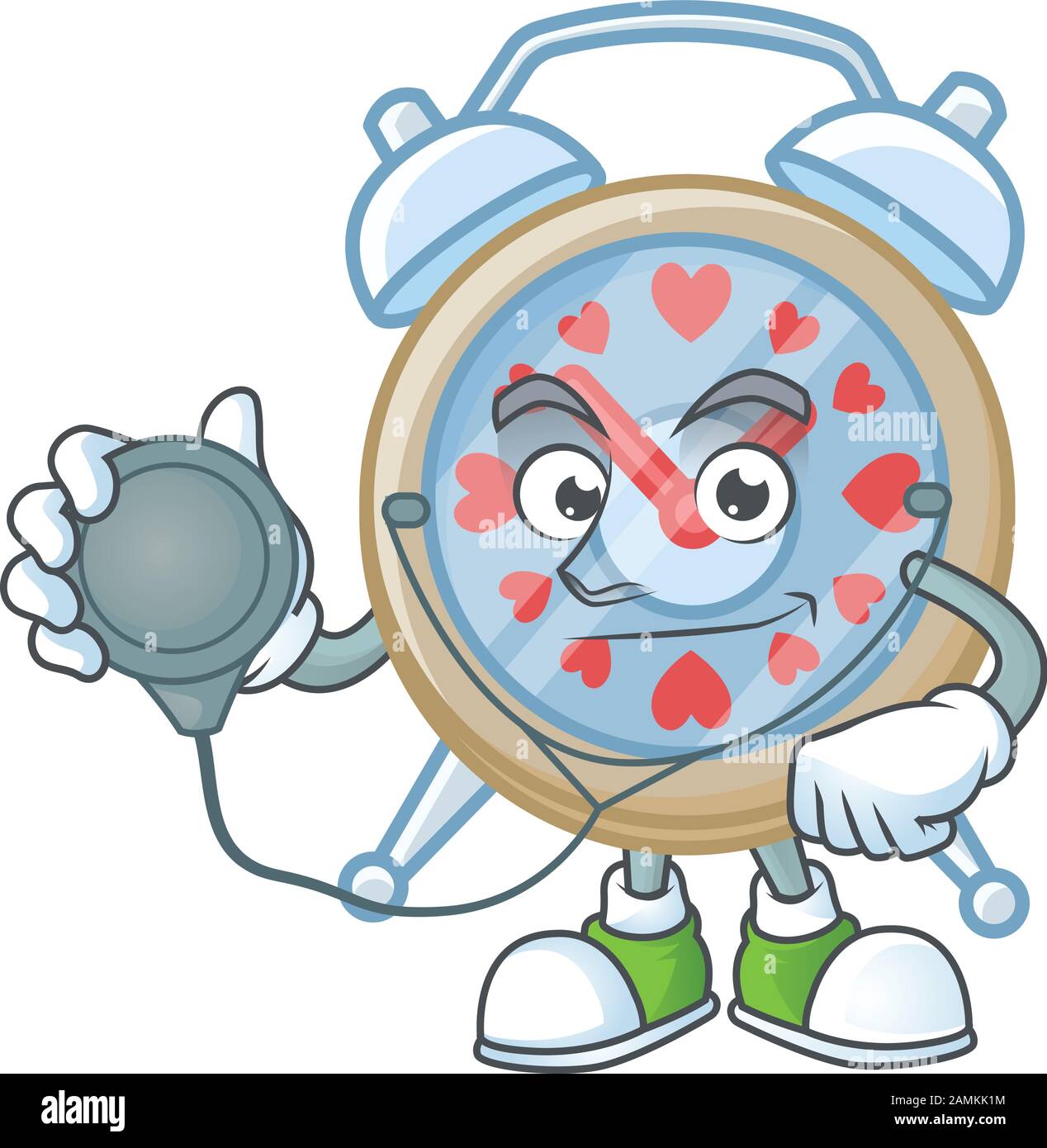 Clock love cartoon character style in a Doctor costume with tools Stock ...