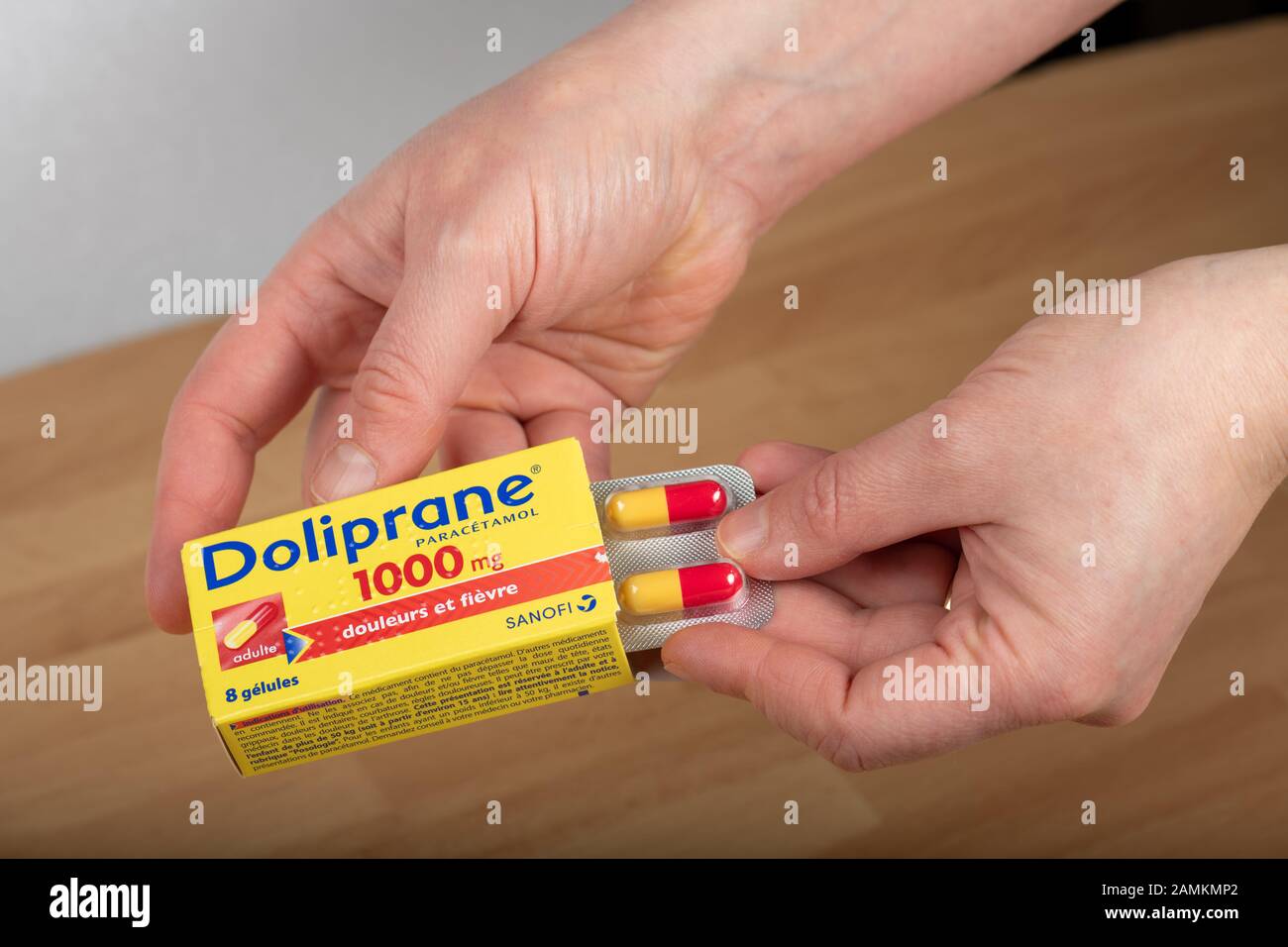 : ... January - 2020 France 09, taking medicine Woman Paris,