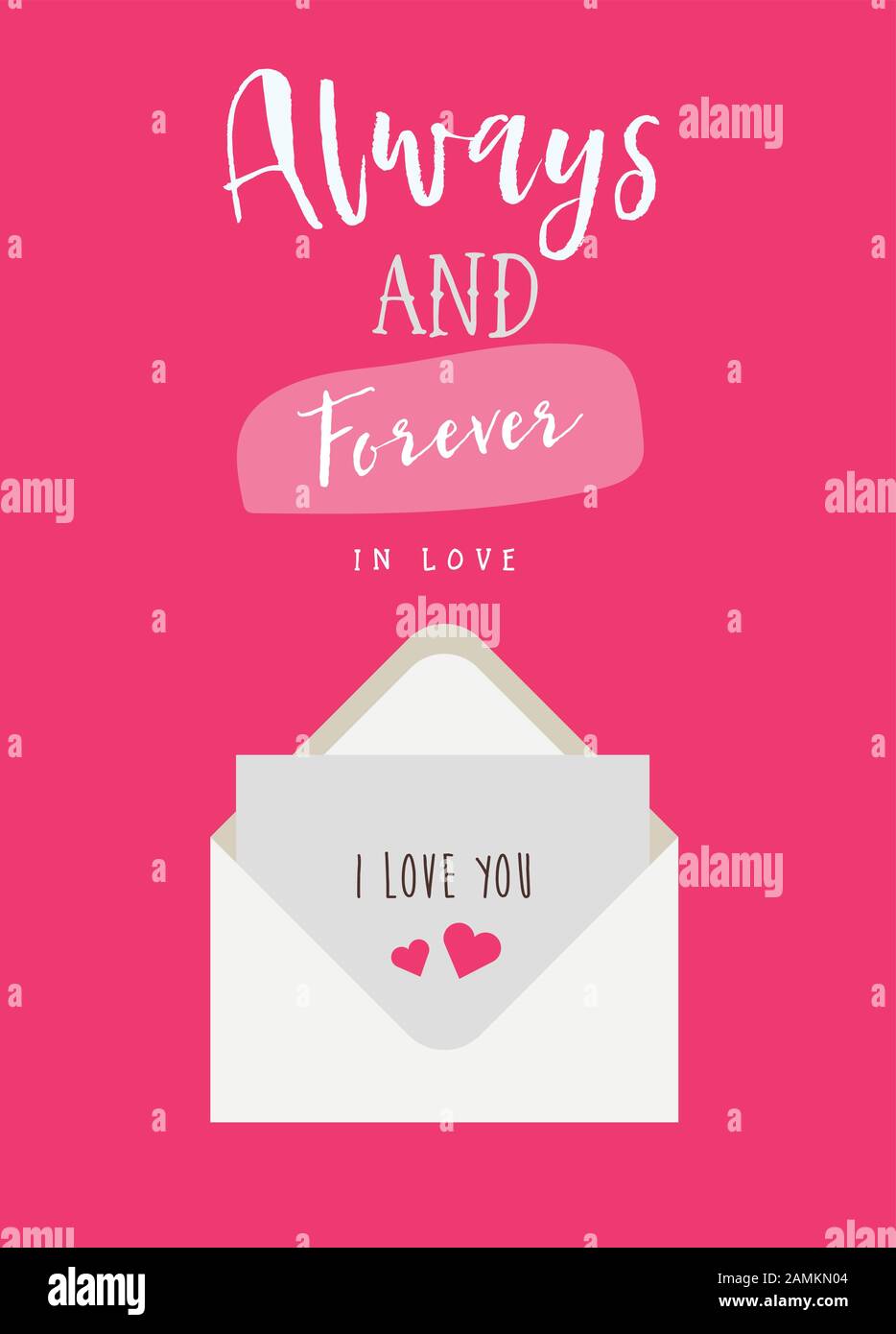 Valentine s day greeting card with envelope and love letter. Cute ...