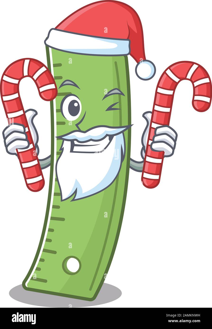 Candy Cane Ruler Ruler Cartoon character in Santa costume with candy Stock Vector Image ...
