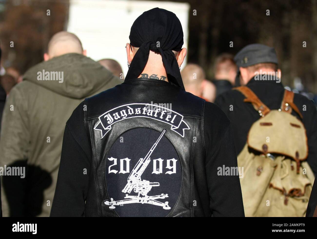 Participants in a neo-Nazi demonstration at Isartorplatz and in Reichenbachstrasse. [automated translation] Stock Photo