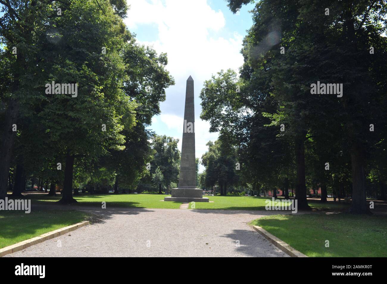 Obelisk in Luitpoldpark in Schwabing. [automated translation] Stock Photo