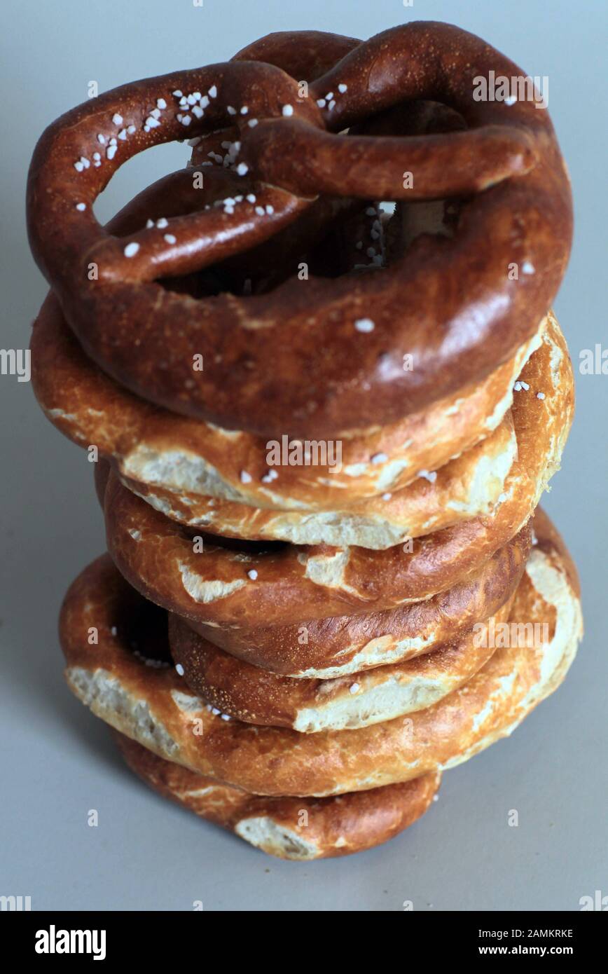 Stacks of pretzels. [automated translation] Stock Photo