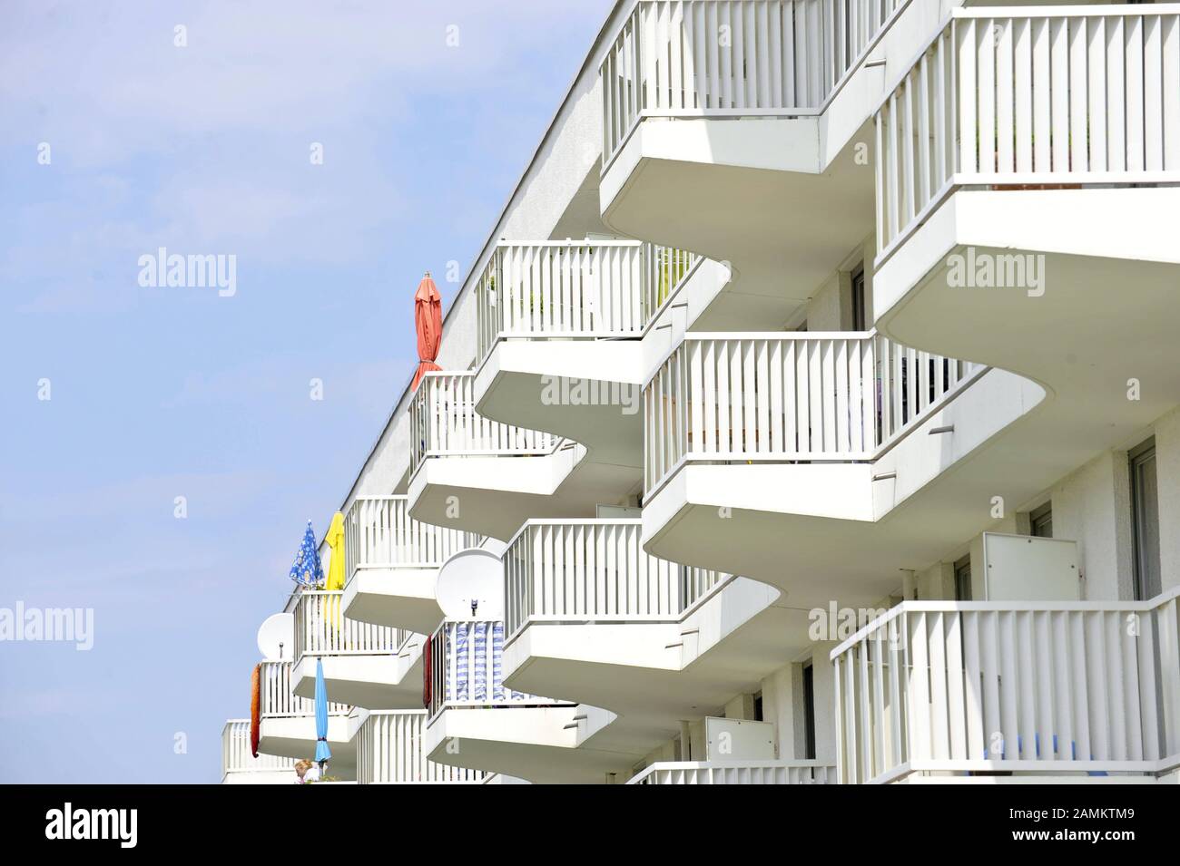 Residential house with balconies in the Messestadt Riem. [automated translation] Stock Photo