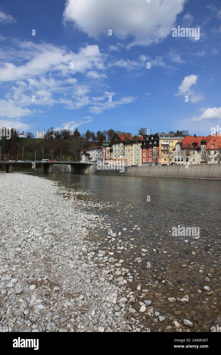 Bad Tölz on the Isar with little water [automated translation] Stock Photo