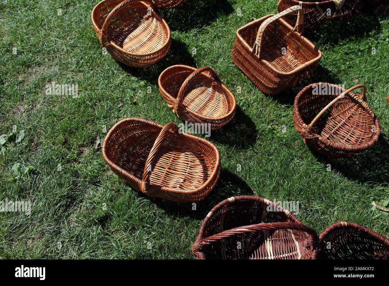 Woven wicker baskets at the medieval market on the monastery meadow in  Fürstenfeld. [automated translation] Stock Photo - Alamy