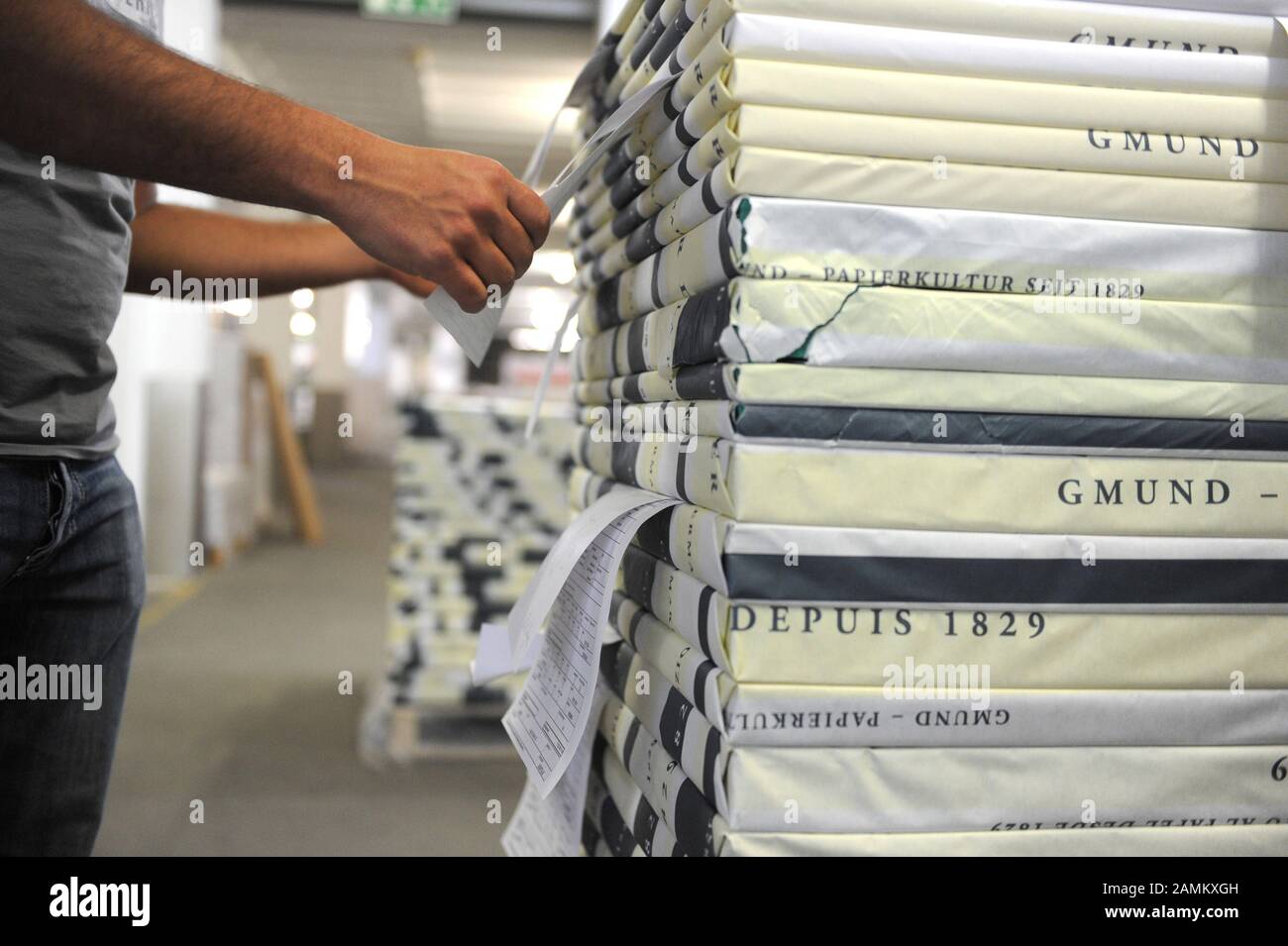Employees at the Gmund handmade paper mill in Gmund on Tegernsee. The