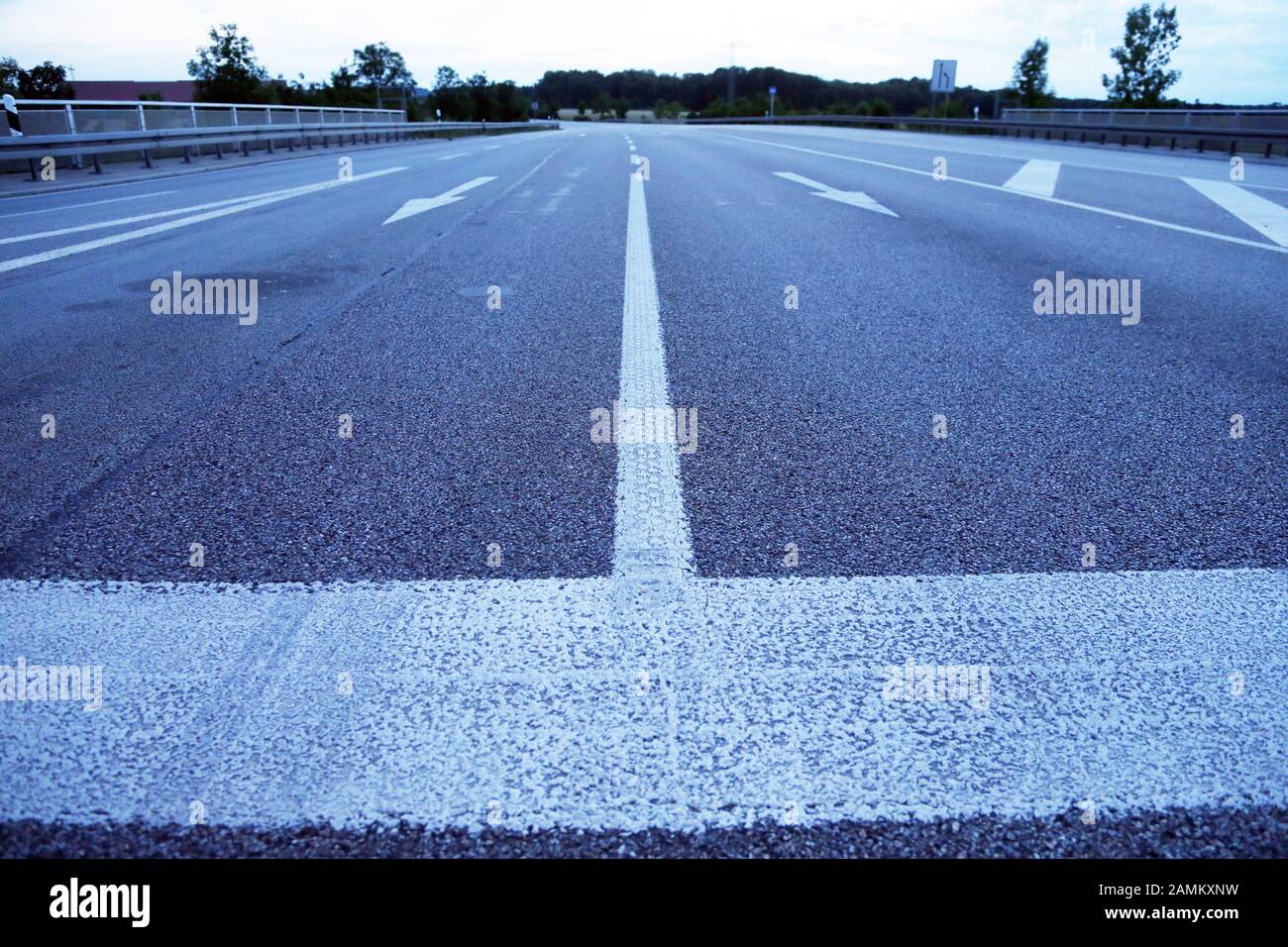 View of the deserted federal road B2 near Germering during the final match for the 2014 World Cup in Brazil. [automated translation] Stock Photo