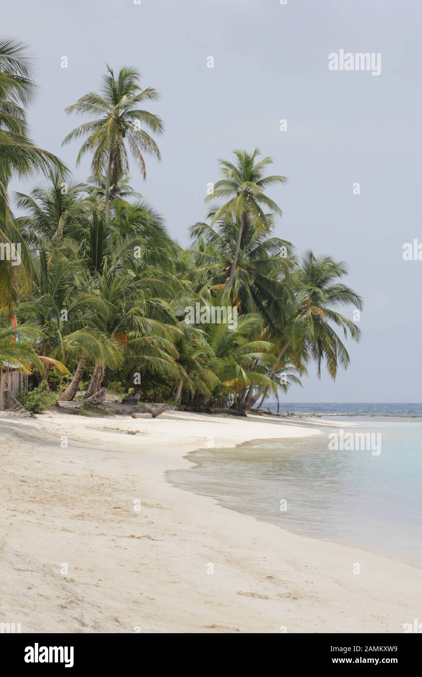 lonely sandy beach on the island of the Kuna Indians on the San Blas