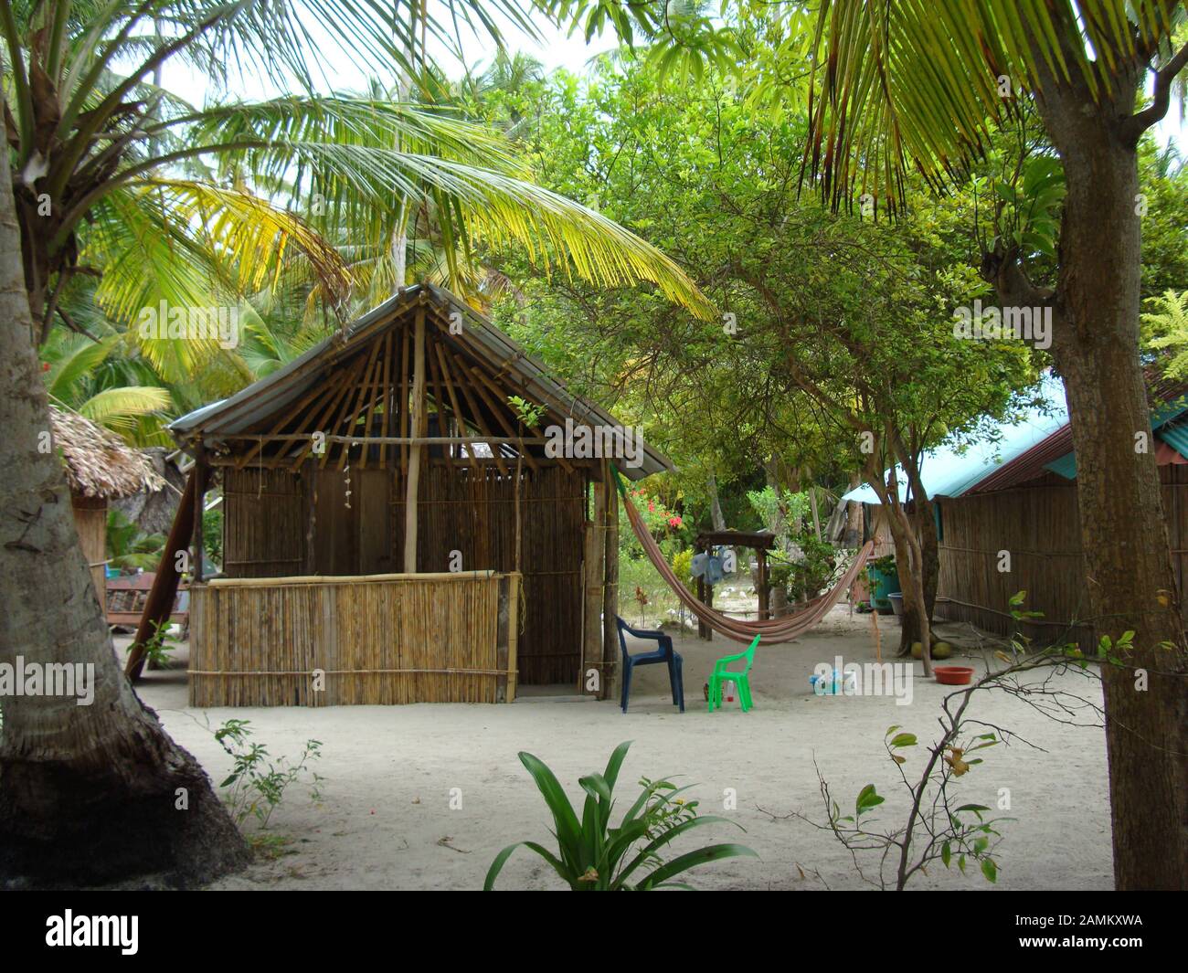 simple hut of the Kuna Yala Indians on San Blas Island, Panama, Central