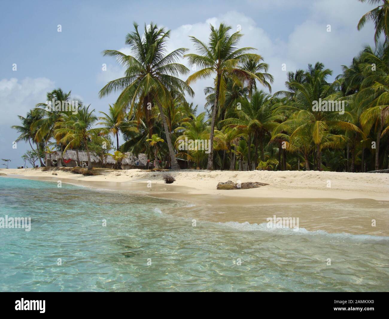 lonely sandy beach on San Blas Island, Panama, Central America