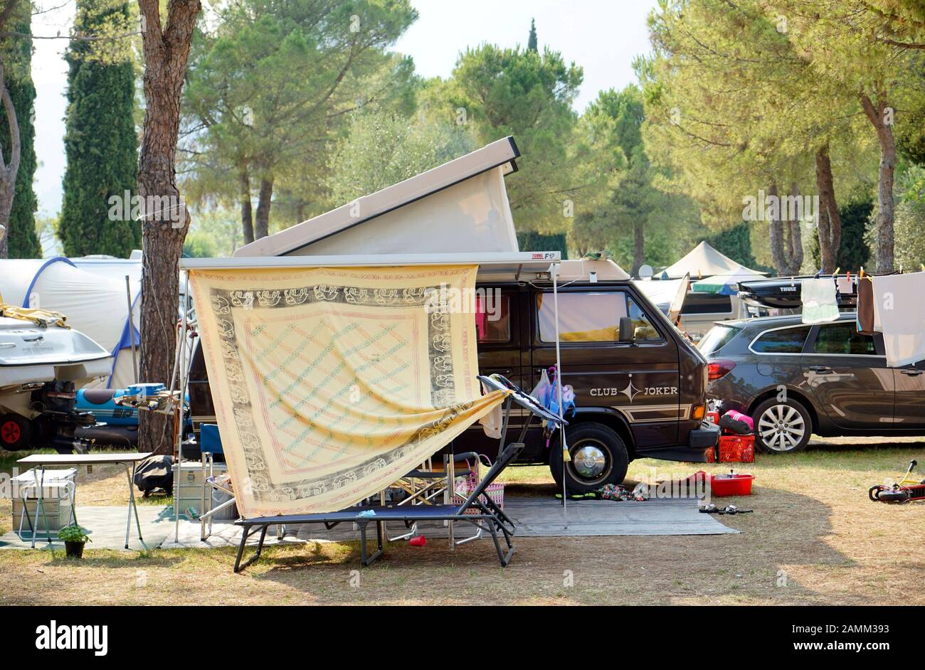 Camping ground in Toscolano-Maderno at the Lake Garda. [automated translation] Stock Photo
