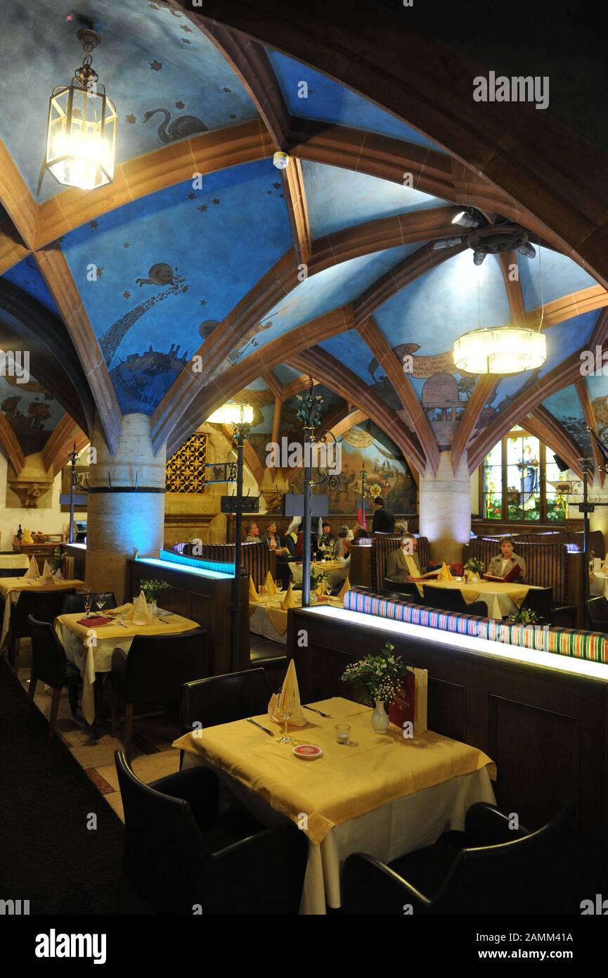 Main room in the Munich Ratskeller. [automated translation] Stock Photo ...