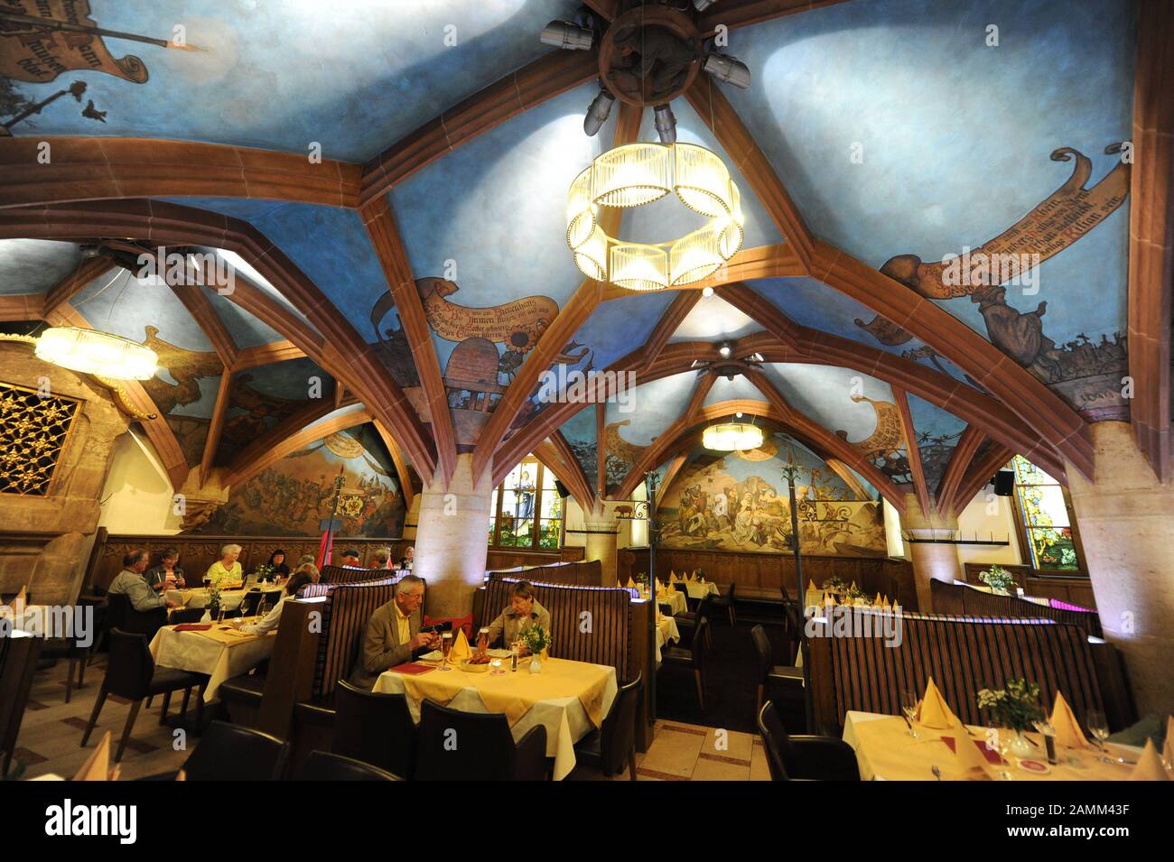 Main room in the Munich Ratskeller. [automated translation] Stock Photo ...