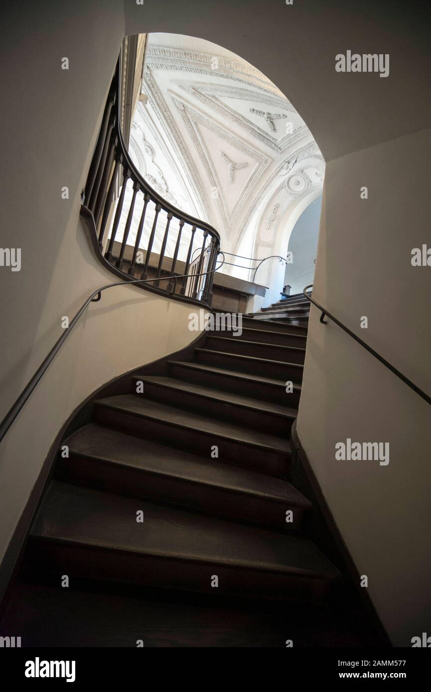 Reopening of the renovated church St. Sylvester in Biedersteiner Straße 1 in Schwabing. In the picture the stairs to the gallery. [automated translation] Stock Photo