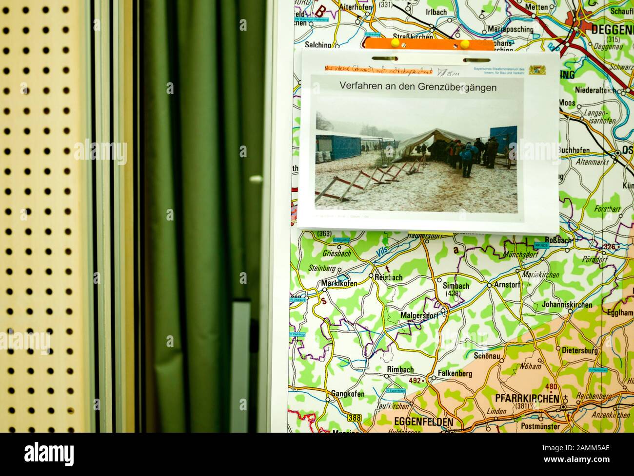Map in the Situation Centre of the 'Coordination Staff Asylum and Security' at Odeonsplatz 3. [automated translation] Stock Photo