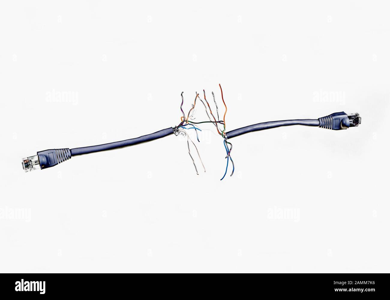 Cut network cables , broken connection concept Stock Photo Alamy