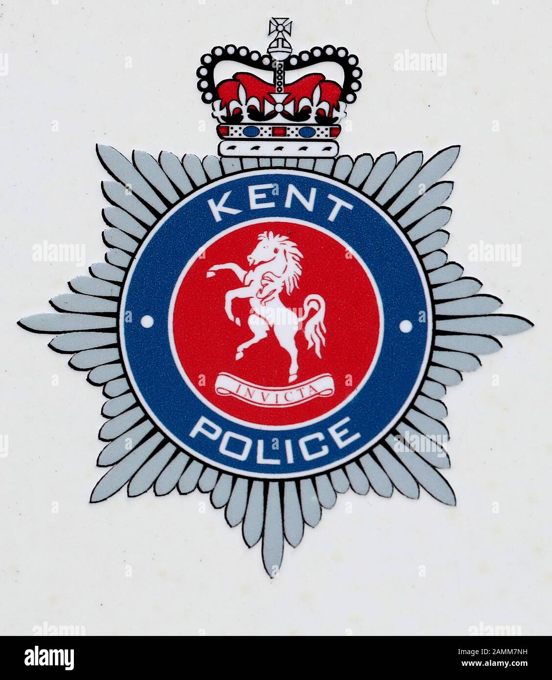 A view of the Kent Police badge at police headquarters in Maidstone