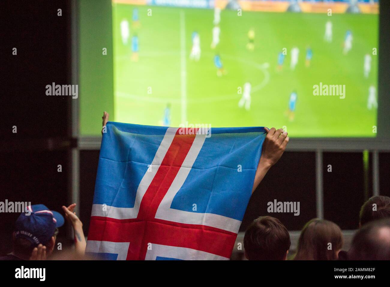 Icelandic football fans at the Public Viewing in the AugustinerBiergarten on Arnulfstraße on