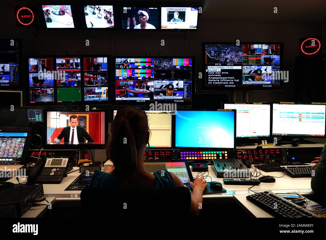 In the studio of Sky Sport News in the broadcasting and transmission