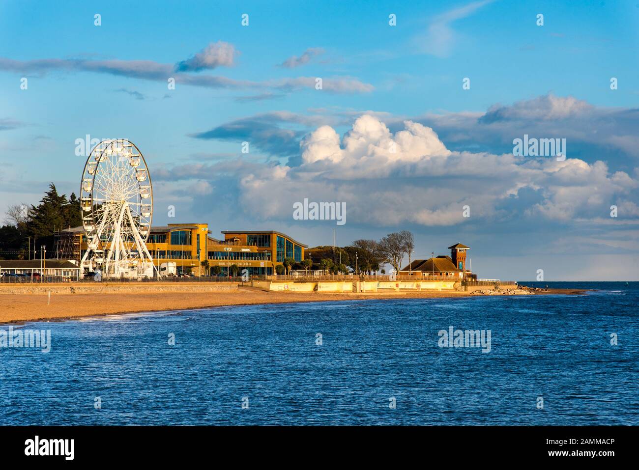 EXMOUTH, DEVON, UK - 3APR2019:  The Big Wheel is a 28 metre ferris wheel on the seafront at Exmouth. Stock Photo