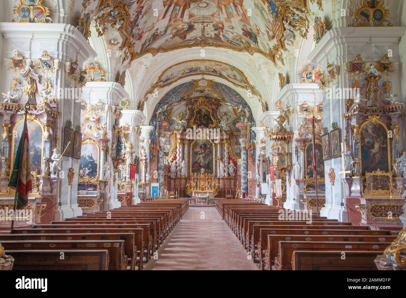 Raitenhaslach - Interior view of the magnificent monastery church in the town of Burghausen, Inn-Salzach region, Upper Bavaria, Bavaria, Germany [automated translation] Stock Photo