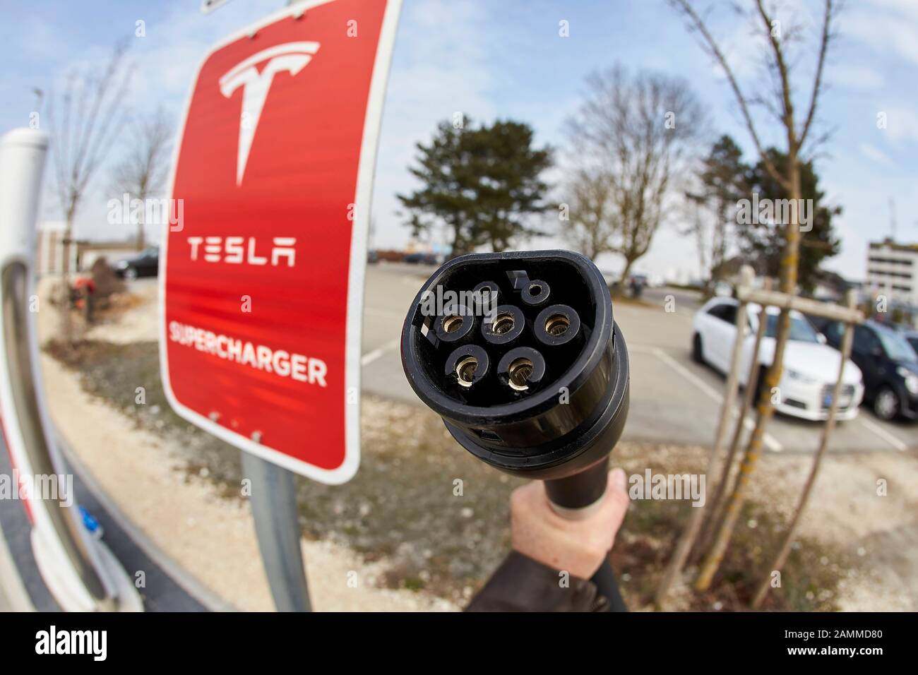 Tesla charging station at the motorway A 8 near Ulm, 14.03.2017