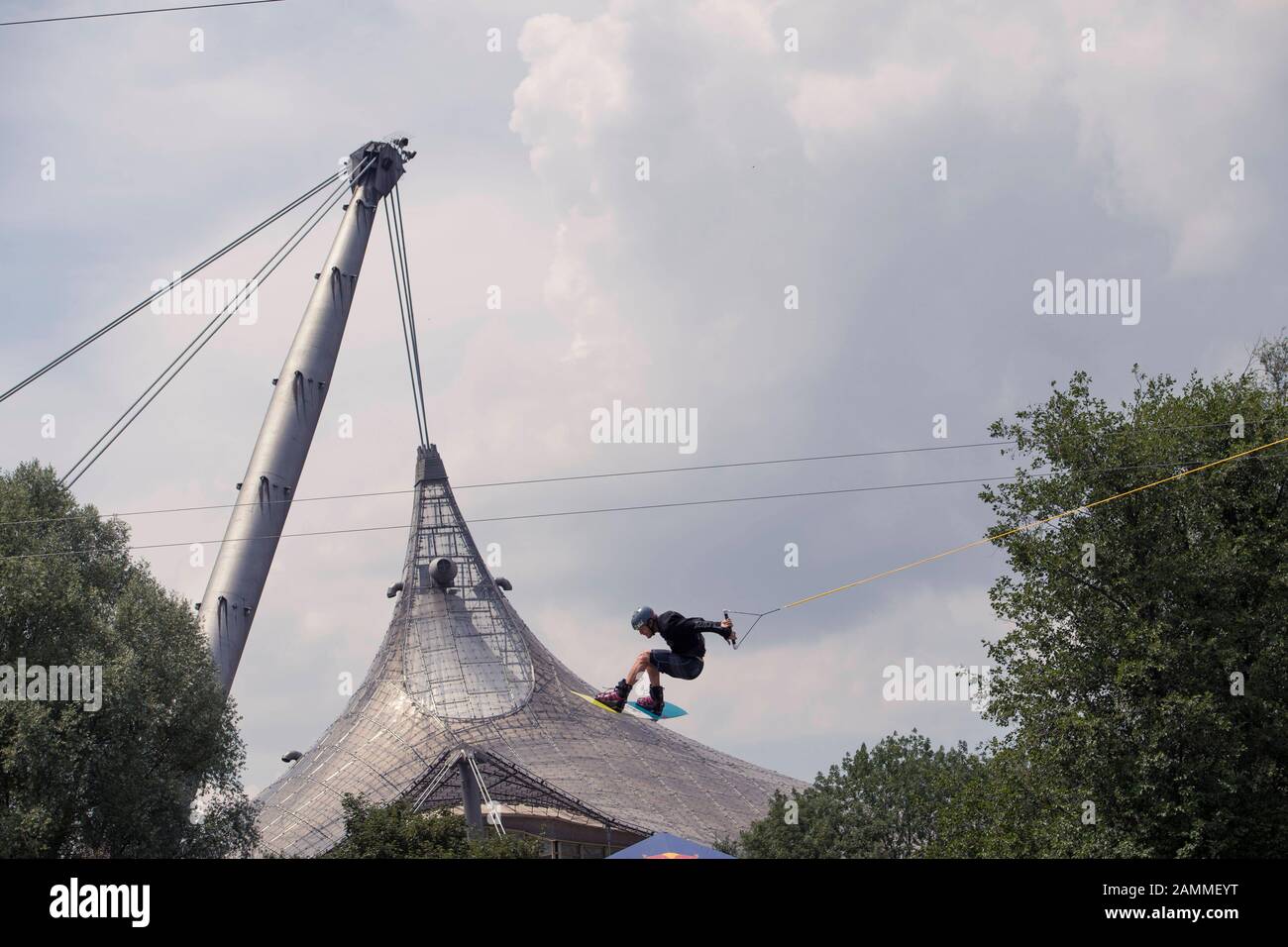 Wakeboarder during the Wakeboard Big Air on the Munich Mash in the