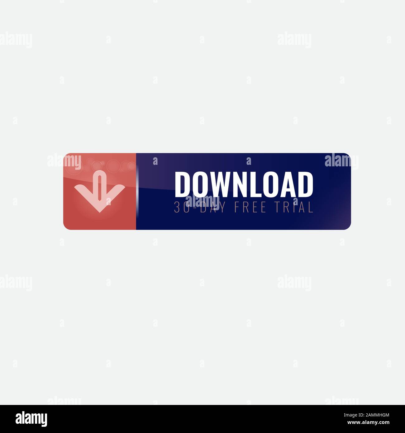 Download Icon on shiny long horizontal rectangle Internet Button. Vector illustration. Stock Vector