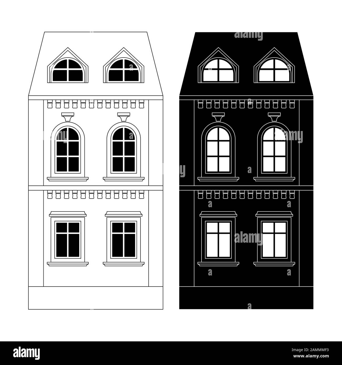 Mansion exterior black and white hires stock photography and images