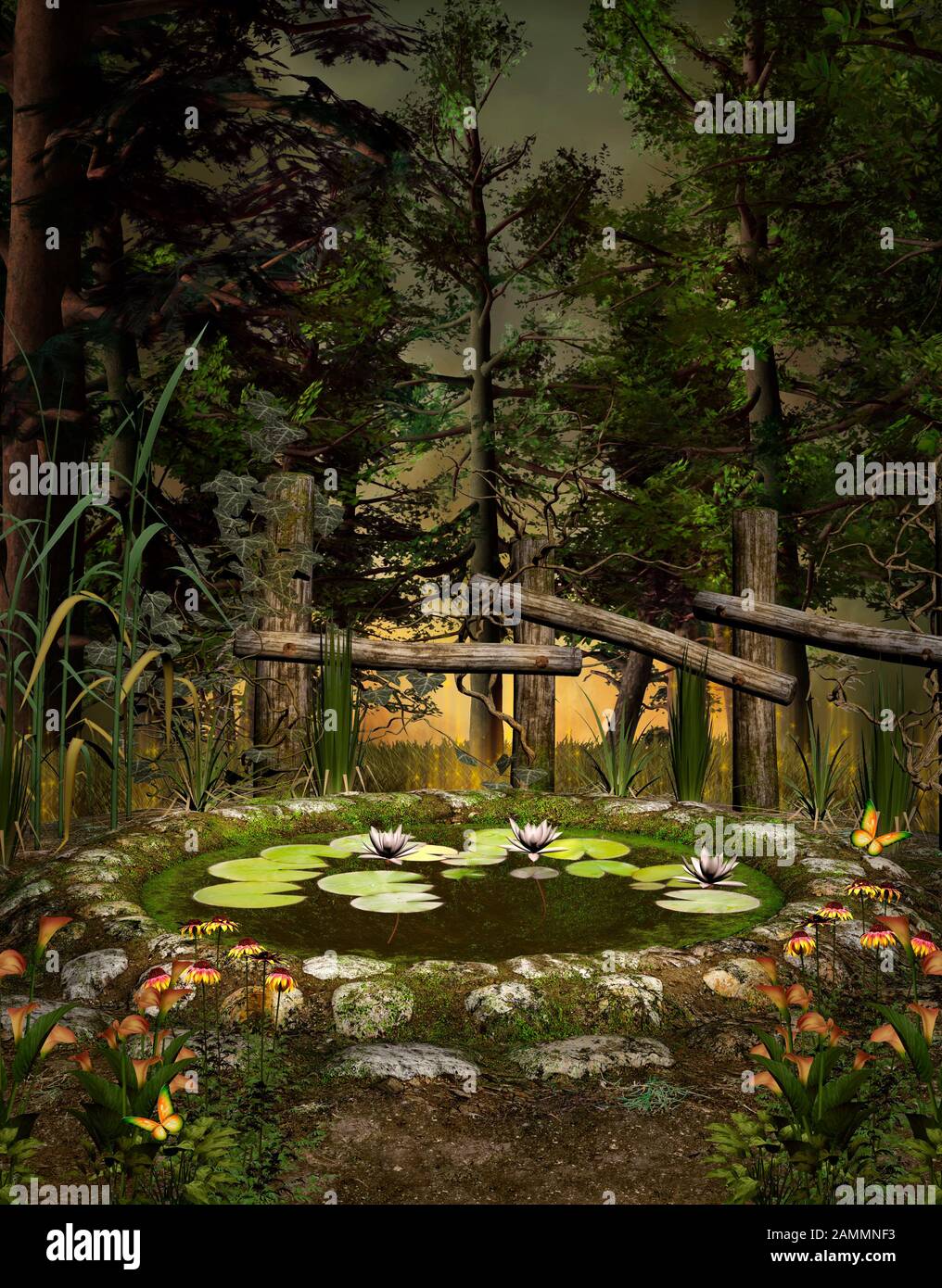 Midsummer Night S Dream Series Little Enchanted Pond In An Unspoiled Nature Scenery Stock Photo Alamy