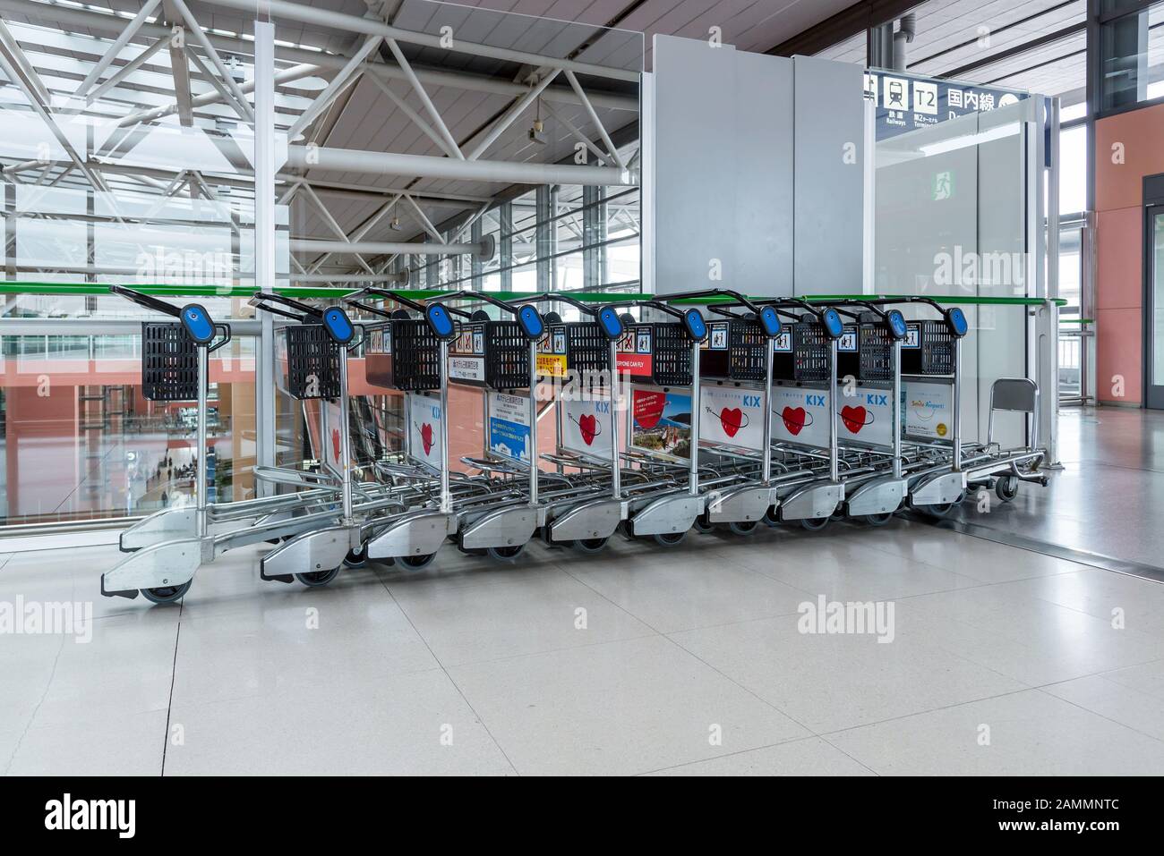 The luggage carts for passengers service in Kansai Airport at Osaka in