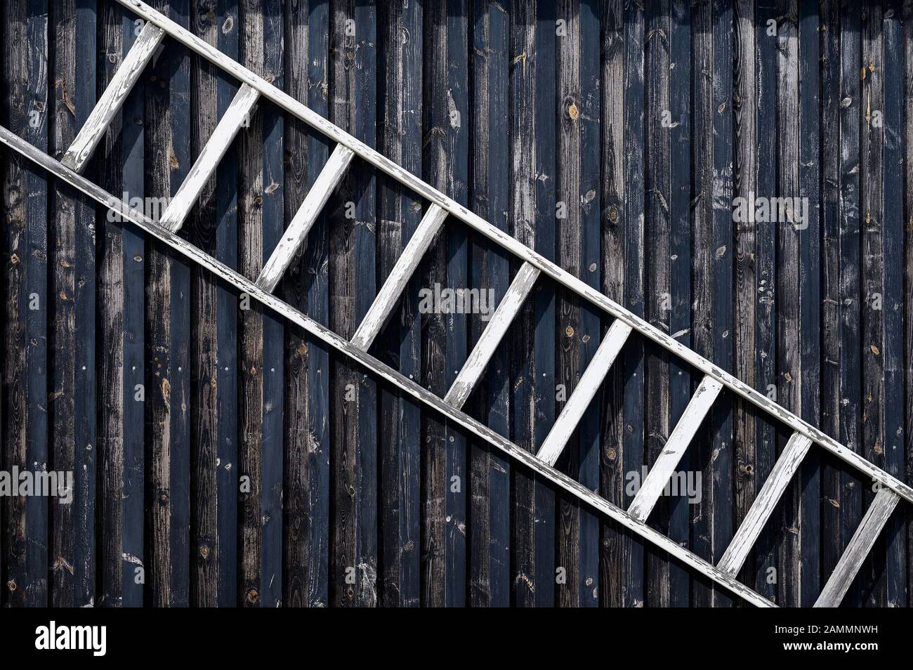 Ladder mounted on Fisherman's Hut, Skagen, Denmark Stock Photo