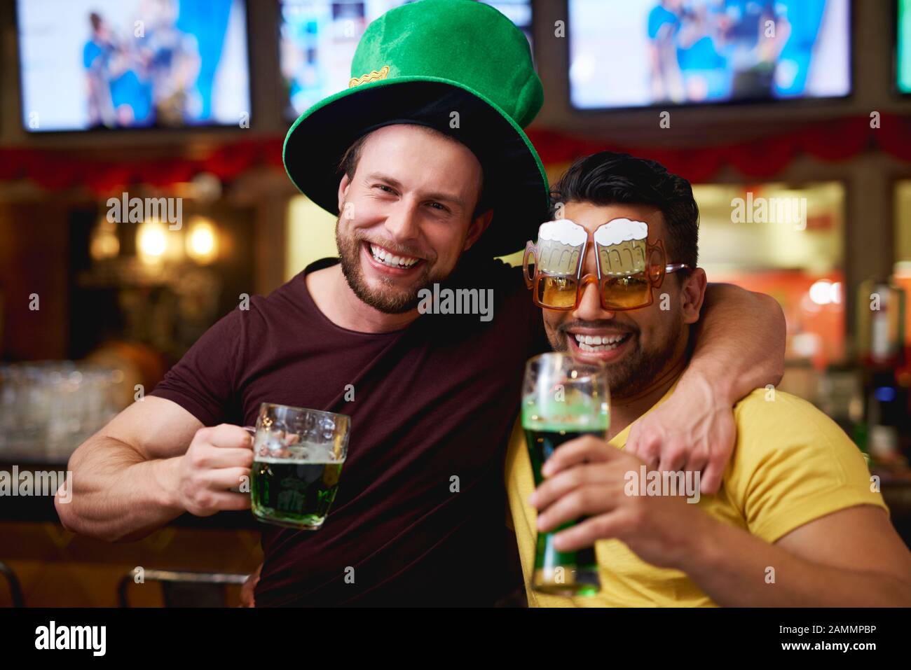 Good day spent with the best friend in the pub Stock Photo