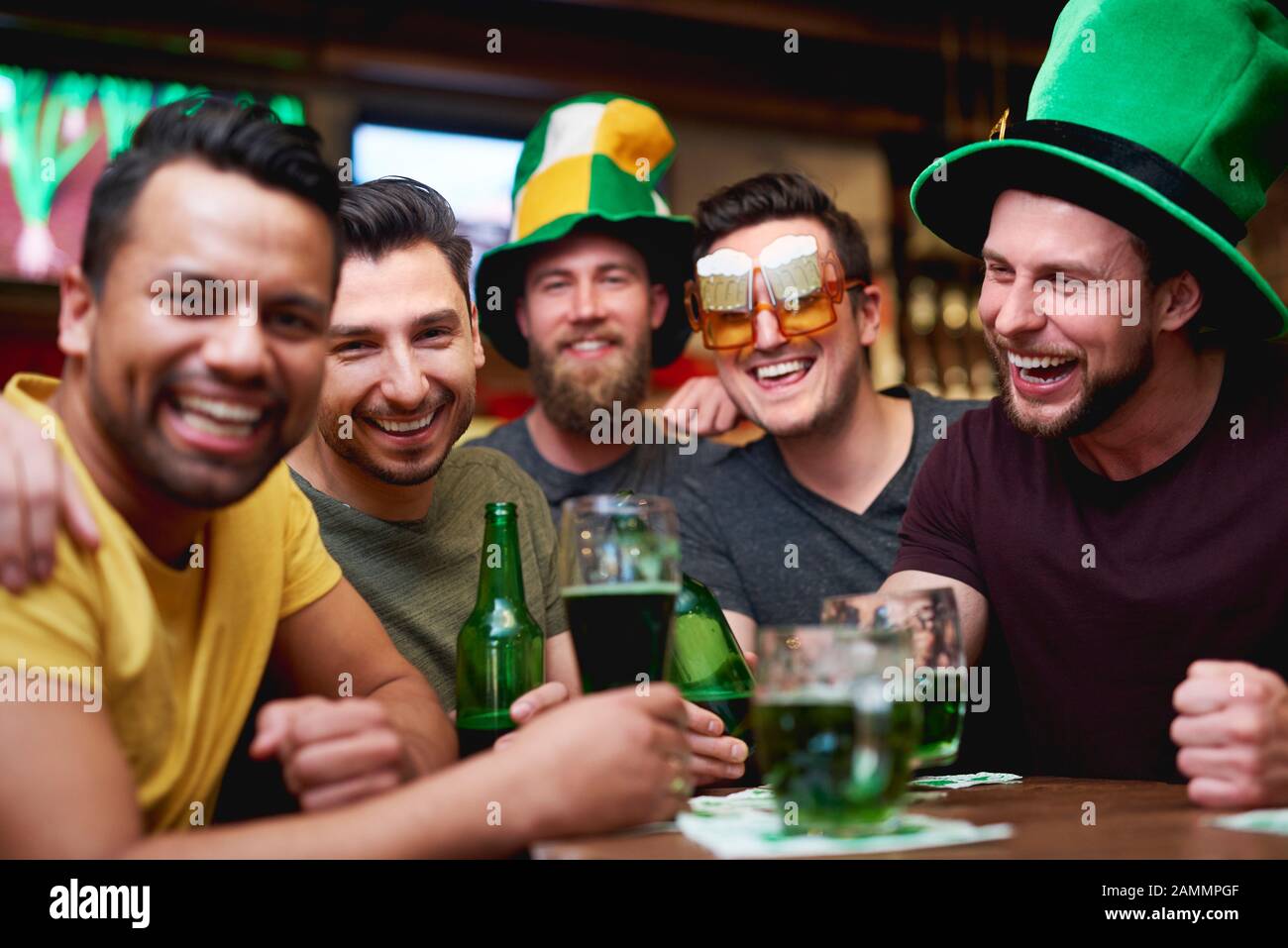 Time for beer with friends in the pub Stock Photo