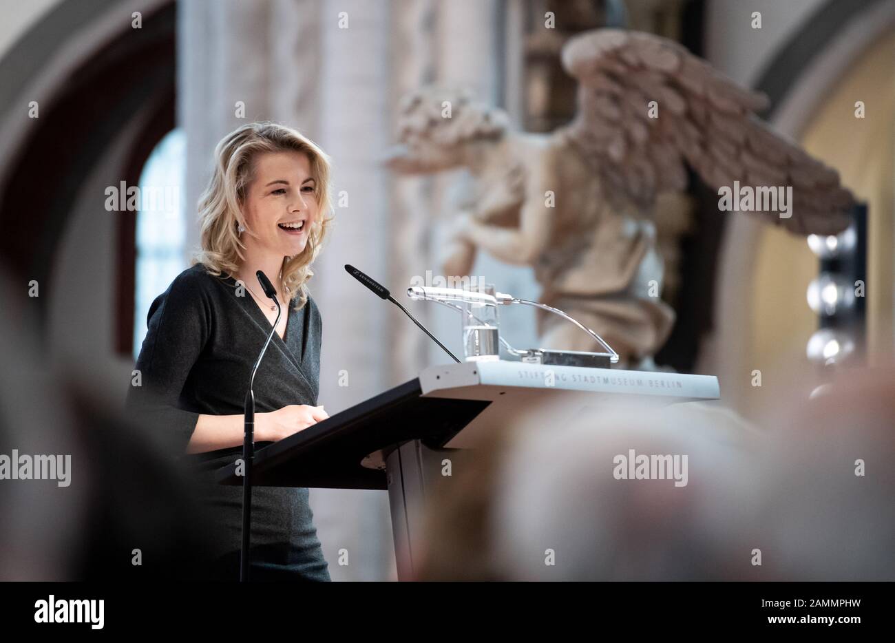 14 January 2020, Berlin: Linda Teuteberg (FDP), Deputy Chairwoman of the Board of the German Society, speaks at the anniversary celebration of 30 years of 'Deutsche Gesellschaft e.V.' in the Nikolaikirche. The association 'Deutsche Gesellschaft' was founded in 1990 with the aim of overcoming the division of Germany, promoting cooperation in Germany and Europe and breaking down prejudices. Photo: Bernd von Jutrczenka/dpa Stock Photo