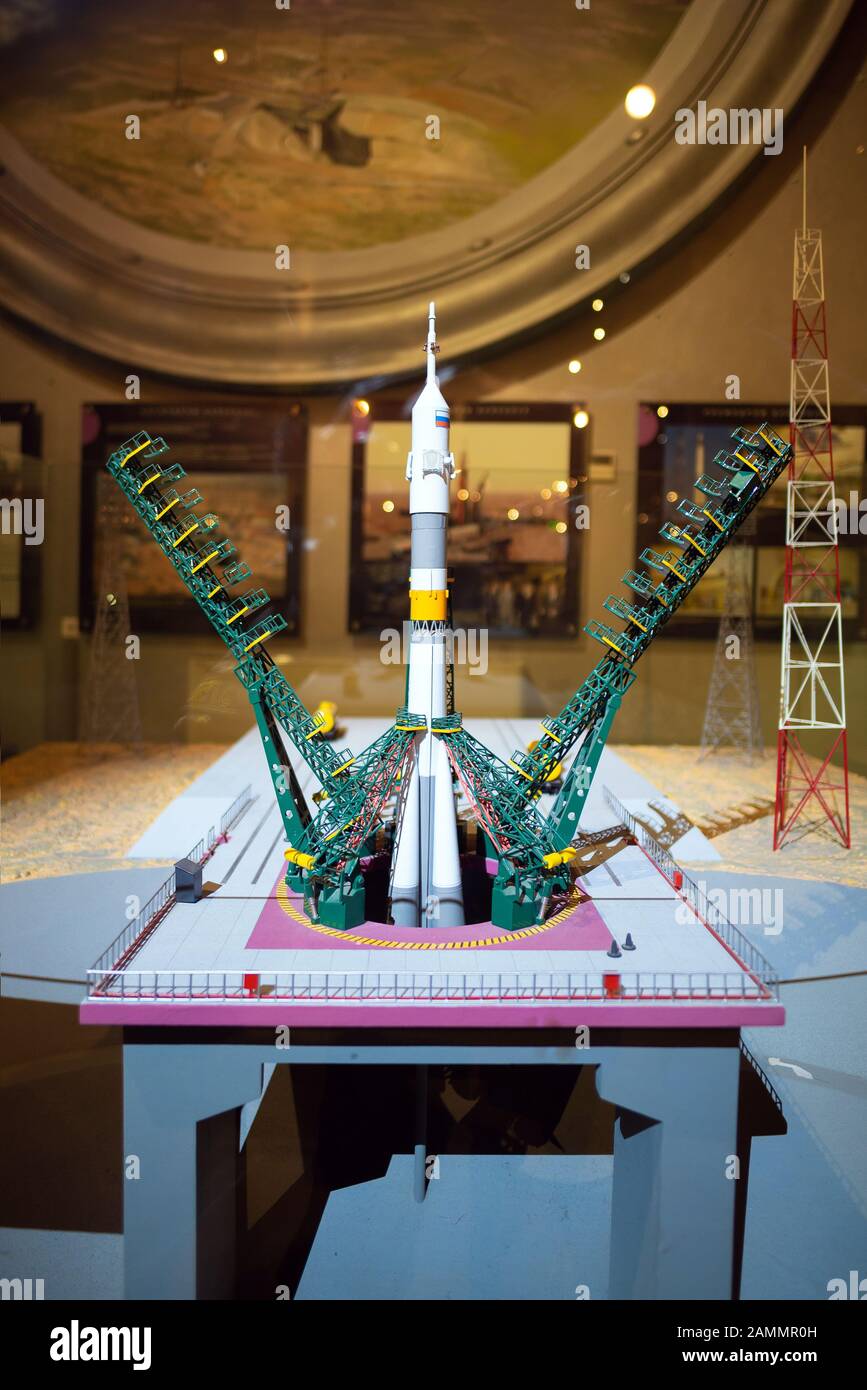 Satellite module details on display inside of Museum of Cosmonautics on April10,2018 at Moscow,Russia. Stock Photo