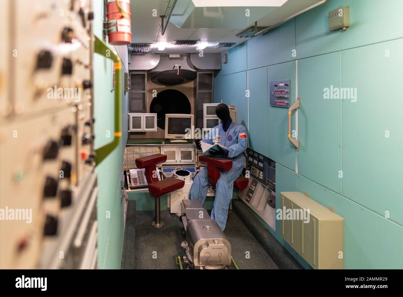 Satellite module details on display inside of Museum of Cosmonautics on ...