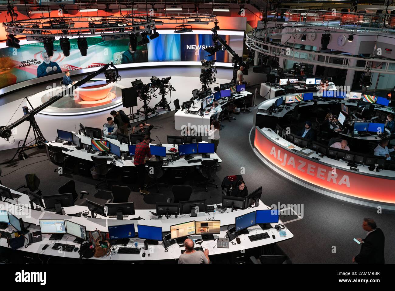 The newsroom of Al Jazeera English TV channel, Doha, Qatar Stock Photo -  Alamy