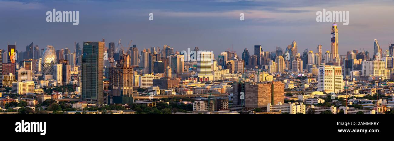BANGKOK-MAY 4, 2019: Panorama view of the Skyscraper in Bangkok, Thailand.Bangkok is the most populated city in Southeast Asia. Stock Photo