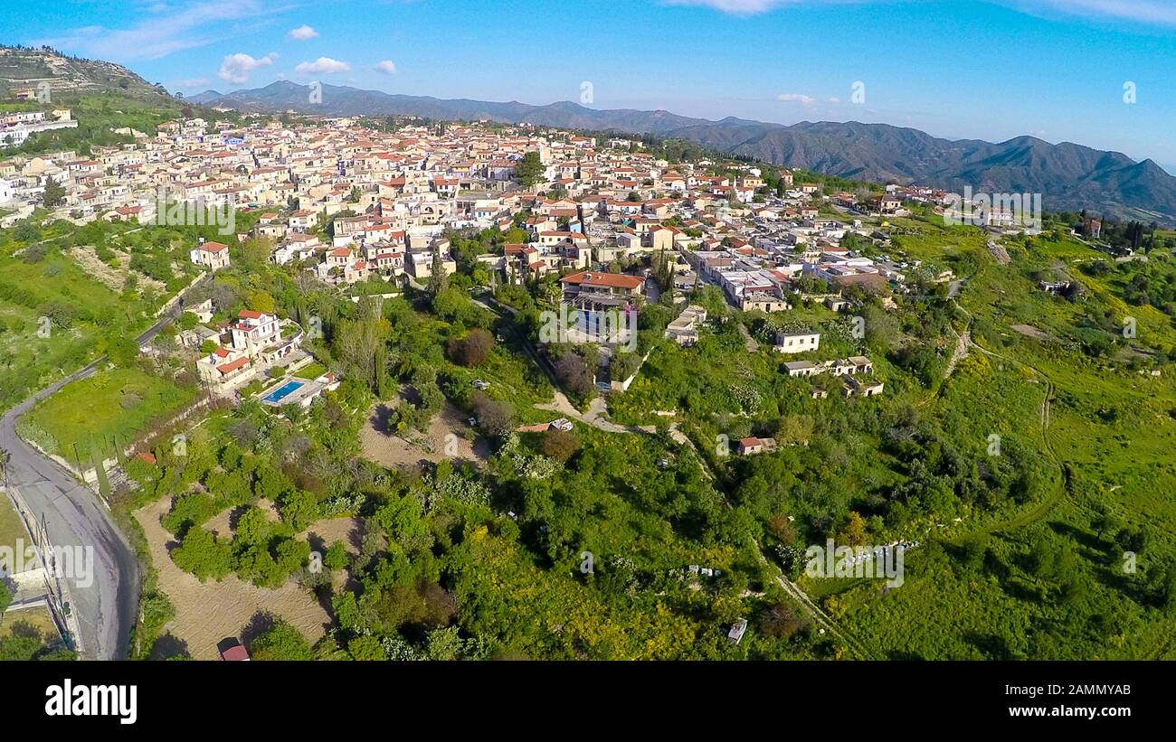 View of Luxury villas in mountain resort town, beautiful green landscape ...