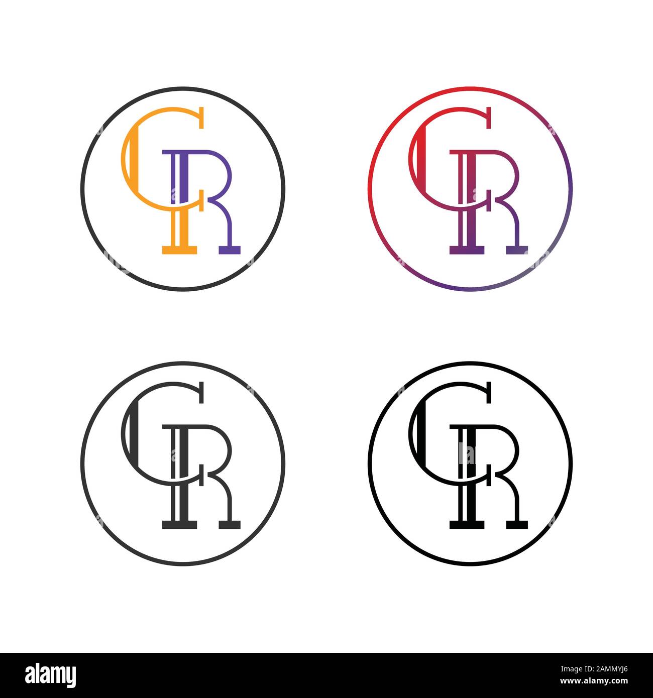 Logo letter CR, C, R creative design initials Abstract design - Vector Stock Vector