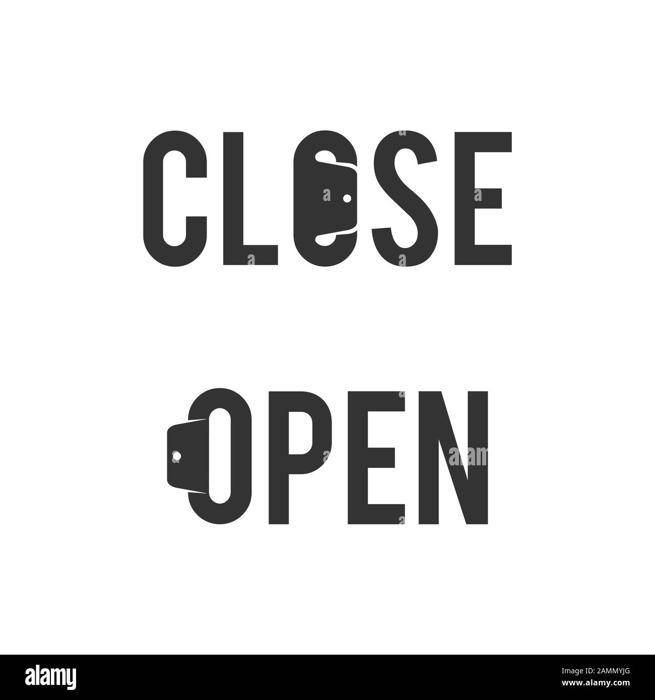 Open icon, close icon.  word close and open logo template Stock Vector